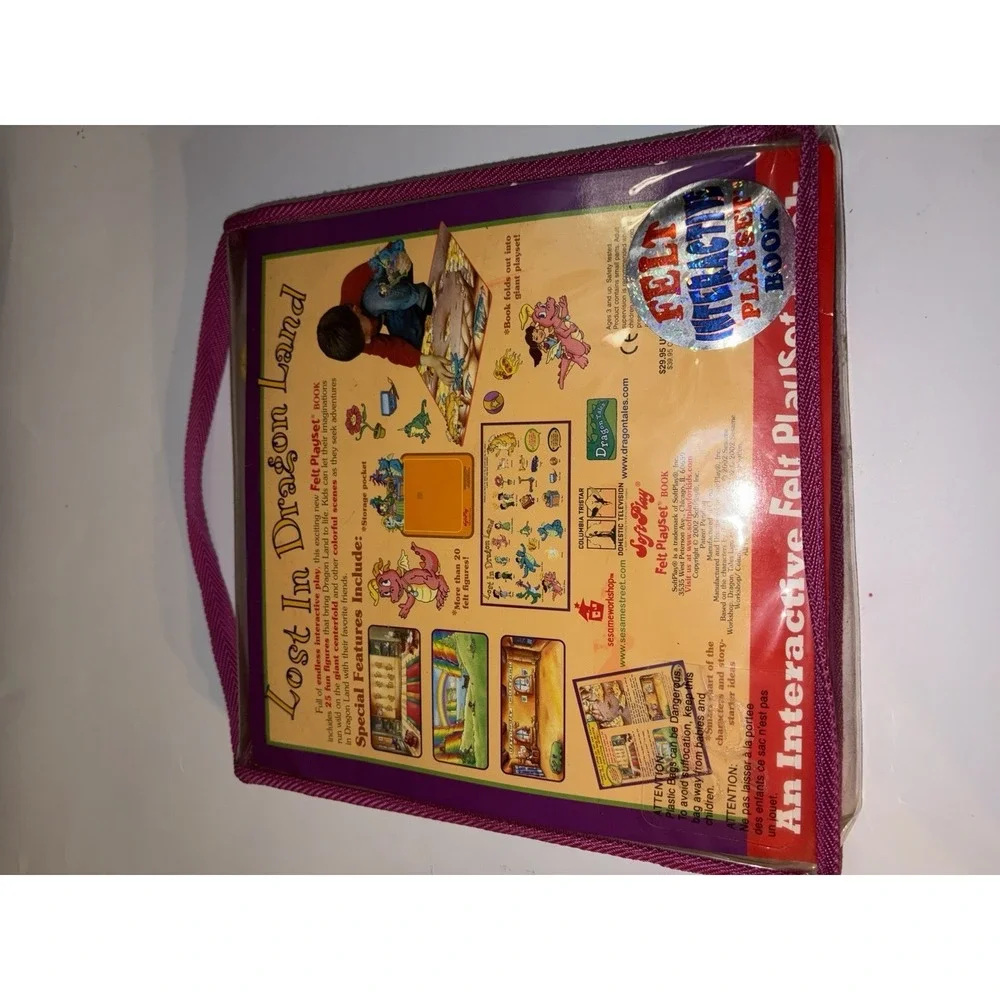 VTG 2002 SoftPlay Dragon Tales Lost In Dragon Land Felt Play Book PBS Kids-25 Pc